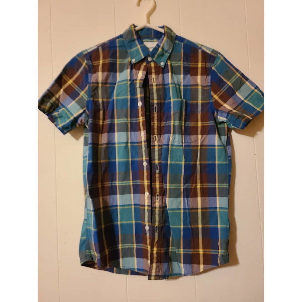 American Eagle Button Up Shirt Men's Small Multicolor Plaid Short Sleeve (CCC)